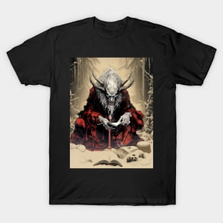 Krampus: A Yuletide Journey into Alpine Folklore on a Dark Background T-Shirt